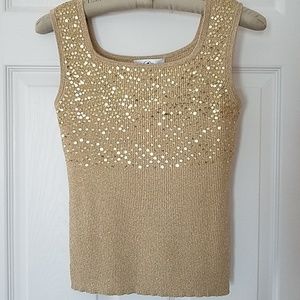 Gold Sequin Sleeveless Tank